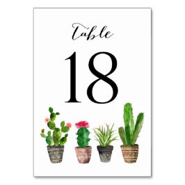 Boho Waterverf Succulents Table Numbers Card 18 Kaart