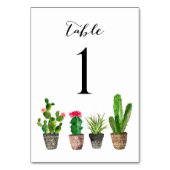 Boho Waterverf Succulents Table Numbers Card 1 Kaart (Voorkant)