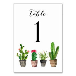 Boho Waterverf Succulents Table Numbers Card 1 Kaart