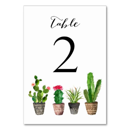 Boho Waterverf Succulents Table Numbers Card 2 Kaart (Achterkant)
