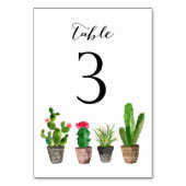 Boho Waterverf Succulents Table Numbers Card 3 Kaart (Voorkant)