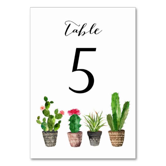 Boho Waterverf Succulents Table Numbers Card 5 Kaart (Achterkant)