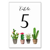 Boho Waterverf Succulents Table Numbers Card 5 Kaart (Voorkant)