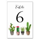 Boho Waterverf Succulents Table Numbers Card 6 Kaart (Voorkant)