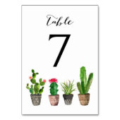Boho Waterverf Succulents Table Numbers Card 7 Kaart (Voorkant)