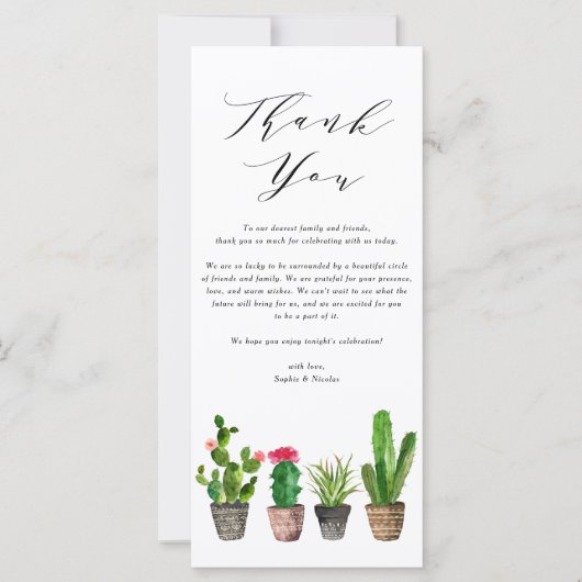 Boho Waterverf Succulents Wedding Bedankt (Voorkant)