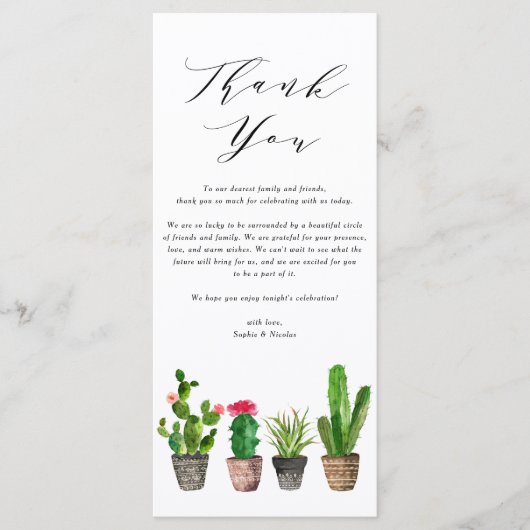 Boho Waterverf Succulents Wedding Bedankt (Voorkant)