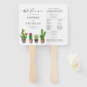 Boho Waterverf Succulents Wedding Ceremony Handwaaier (Voorkant en achterkant)