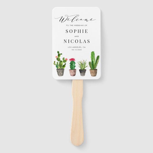 Boho Waterverf Succulents Wedding Ceremony Handwaaier (Voorkant)