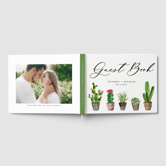 Boho Waterverf Succulents Wedding Guest Book Gastenboek (Volledig)