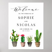 Boho Waterverf Succulents Welcome Wedding Sign Poster (Voorkant)