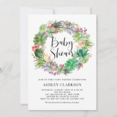 Boho Waterverf Succulents Wreator Baby shower Kaart (Voorkant)