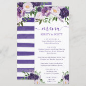 Boho Waterverf Summer Flowers Wedding Menu (Voorkant / Achterkant)