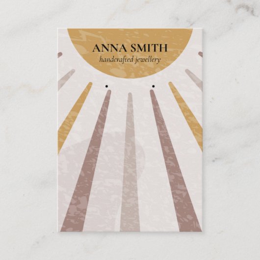 Boho Waterverf Sun Stud Earring Display Visitekaartje (Voorkant)