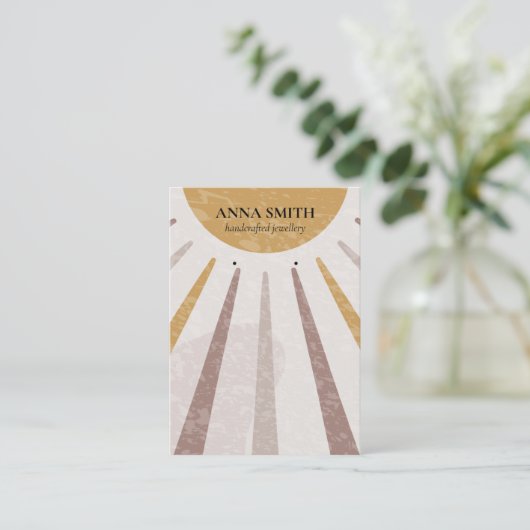 Boho Waterverf Sun Stud Earring Display Visitekaartje (Staand voorkant)