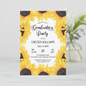 Boho Waterverf Sunflower Gradua Party Invita Kaart (Staand voorkant)