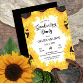 Boho Waterverf Sunflower Gradua Party Invita Kaart