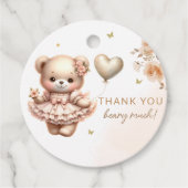 Boho waterverf Teddy Bear baby shower Dank u Bedankjes Labels (Voorkant)