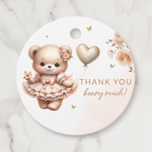 Boho waterverf Teddy Bear baby shower Dank u Bedankjes Labels (Voorkant)