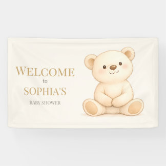 Boho-waterverf Teddybeer Neutraal Spandoek