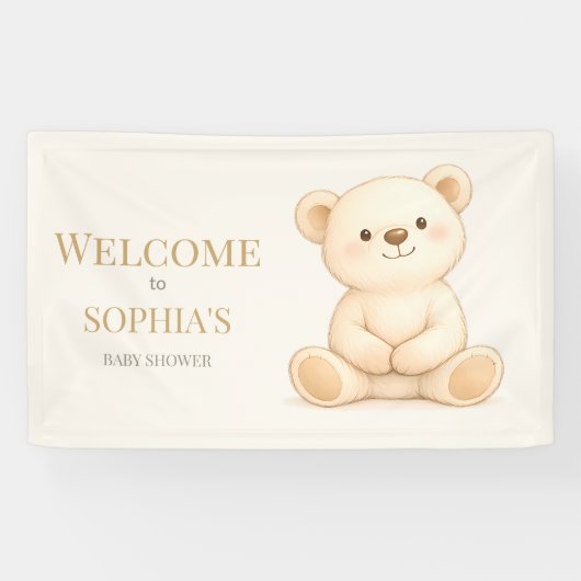 Boho-waterverf Teddybeer Neutraal Spandoek (Horizontaal)