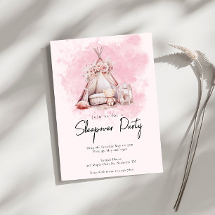 Boho Waterverf teepee tent Sleepover Party Kaart