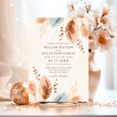 Boho Waterverf Terracotta Beige Blauw Pampasgras Kaart