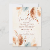 Boho Waterverf Terracotta Beige Blauw Pampasgras Save The Date (Voorkant)