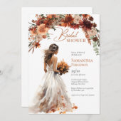 Boho waterverf terracotta boeket bruidsjurk kaart (Voorkant / Achterkant)