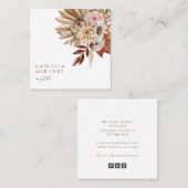 Boho Waterverf Terracotta Floral Vierkante Visitekaartje (Voorkant / Achterkant)