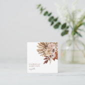Boho Waterverf Terracotta Floral Vierkante Visitekaartje (Staand voorkant)