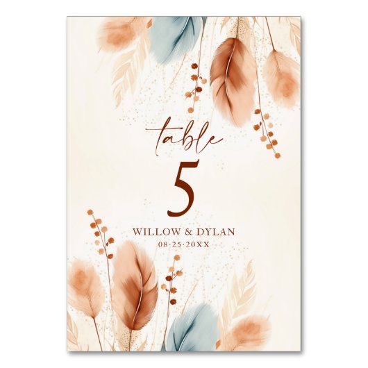 Boho Waterverf Terracotta Pampas Grass Beige Blauw Kaart (Voorkant)