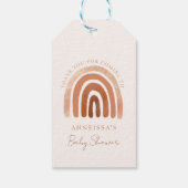 Boho Waterverf Terracotta Rainbow Baby shower Cadeaulabel (Achterkant)