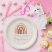 Boho Waterverf Terracotta Rainbow Baby shower Papieren Bordje (Feest)