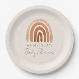 Boho Waterverf Terracotta Rainbow Baby shower Papieren Bordje