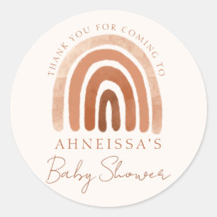Boho Waterverf Terracotta Rainbow Baby shower Ronde Sticker