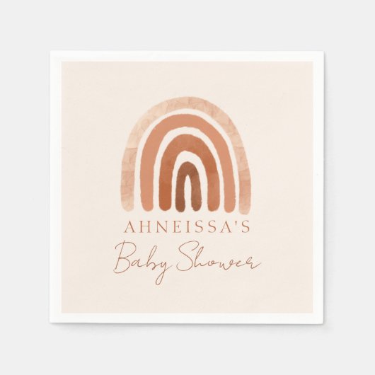 Boho Waterverf Terracotta Rainbow Baby shower Servet (Voorkant)