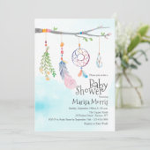 Boho Waterverf Tribal Veer Baby shower nodigt uit Kaart (Staand voorkant)