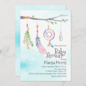 Boho Waterverf Tribal Veer Baby shower nodigt uit Kaart (Voorkant / Achterkant)
