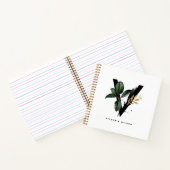 Boho Waterverf Tropical Leaves Letter v Monogram Notitieboek (Binnen)