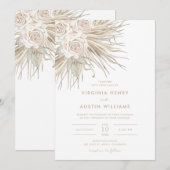 Boho Waterverf Tropical Wedding Invitation Kaart (Voorkant / Achterkant)