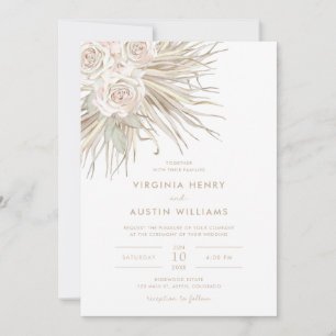 Boho Waterverf Tropical Wedding Invitation Kaart