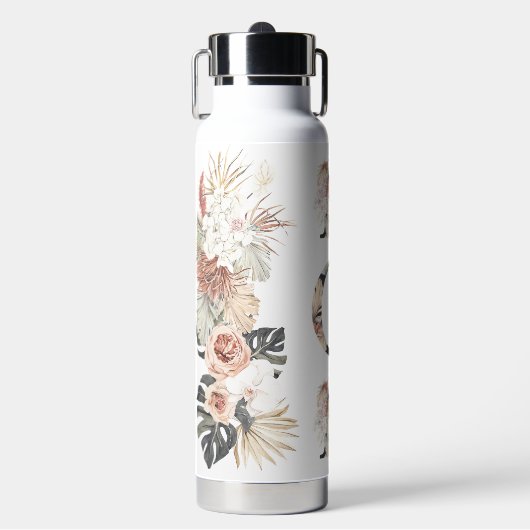 Boho Waterverf Tropische Floral Bouquet MOM Waterfles (Voorkant)
