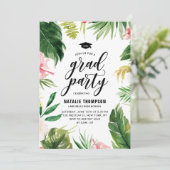 Boho Waterverf Tropische Floral Lijst Afstuderen Kaart (Staand voorkant)