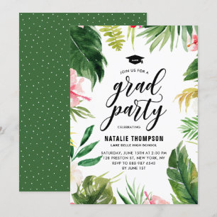 Boho Waterverf Tropische Floral Lijst Afstuderen Kaart