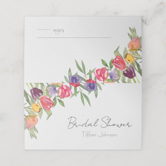 Boho Waterverf Tulips en Greenery Plaatskaartje (Buitenkant ongevouwen)