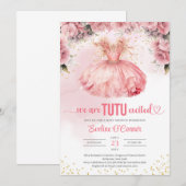 Boho waterverf tutu jurk meisje Baby shower uitnod Kaart (Voorkant / Achterkant)