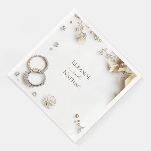 Boho Waterverf Two Rings Spring Wedding Servet (Hoek)