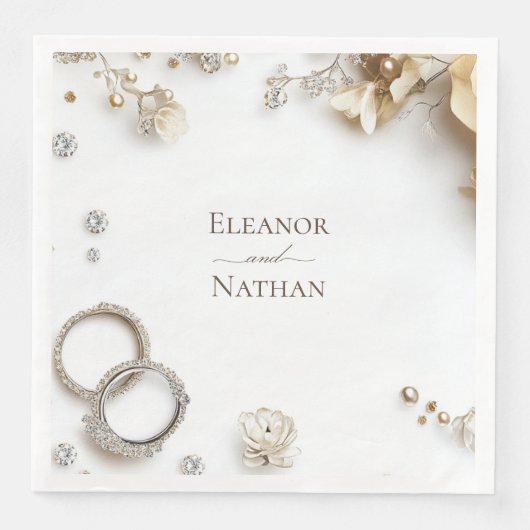 Boho Waterverf Two Rings Spring Wedding Servet (Voorkant)