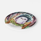 Boho Waterverf Uil Verjaardag Papieren Bordje (Gekanteld)